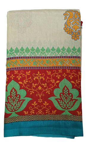 DRAVINAM Trends cotton blend Saree (Ikkat2_10_Green and Blue)