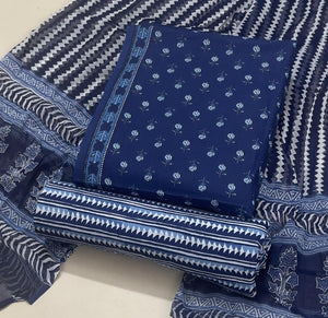 DRAVINAM Trends Jaipuri Printed Pure Cambric Unstitched Cotton Suit Dress Material with Kota Doriya Printed Dupatta
