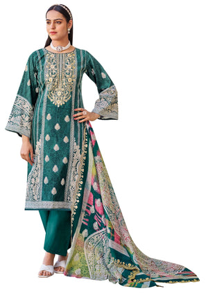 DRAVINAM Trends Women's Unstitched Salwar Suit Dress Material - Cotton Digital Printed Organza Embroidered Kameez II Unstitch Bottoms II Cotton Dupatta