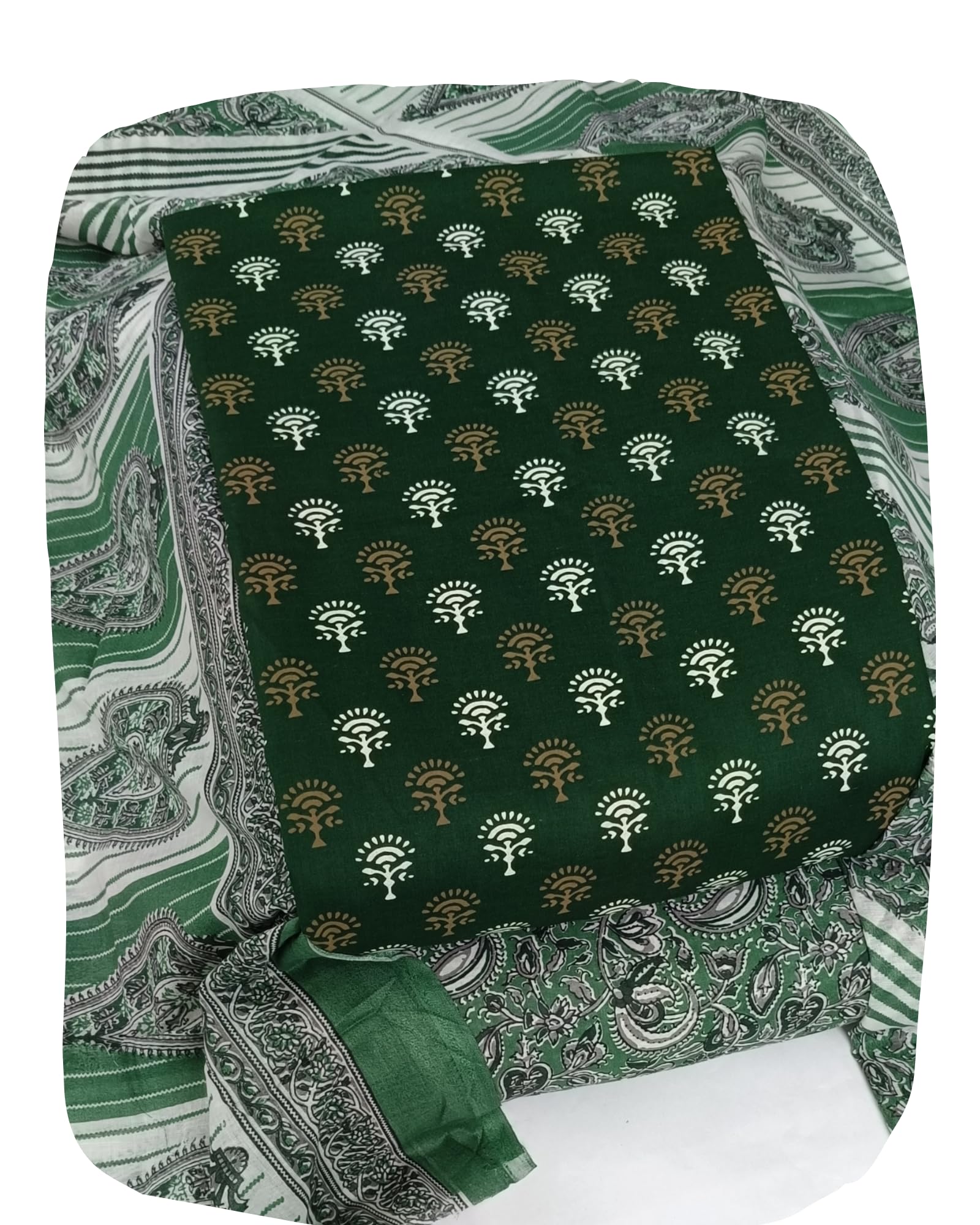 DRAVINAM Trends Women's Ethnic Pure Cotton Jaipuri Printed Unstitched Salwar Suit Dress Material with Dupatta