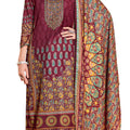 Women's Swaroski Work Unstitched Digital Printed Embroidered Winter Woollen Pashmina Salwar Suit Dress Material with Woolen Shawl Dupatta