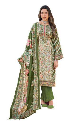 DRAVINAM Trends Women's Unstitched Premium Jam Cotton Embroidered Suit Material with Cotton Cutwork Dupatta