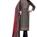 DRAVINAM Trends Women's Unstitched Kaani Print Pashmina Winter wear Dress Material Fabric for Salwar Suit with printed pashmina Kashmiri shawl dupatta (Black)