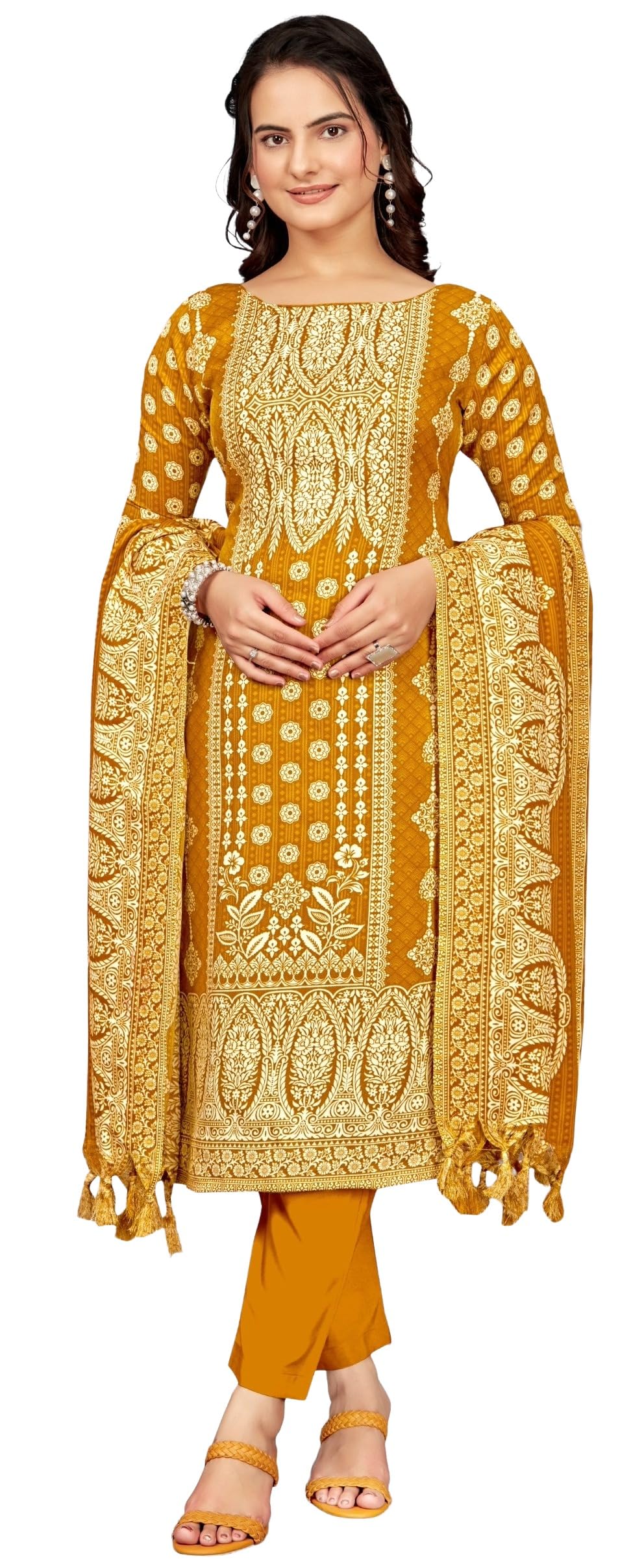 DRAVINAM Trends Women's Unstitched Winter Wear Digital Printed Heavy Woolen Pashmina Salwar Suit Dress Material with Printed Shawl Dupatta