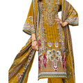 DRAVINAM Trends Women's Unstitched Printed Embroidered Pure Cotton Salwar Suit Dress Materials Fabric with Cotton Printed Dupatta