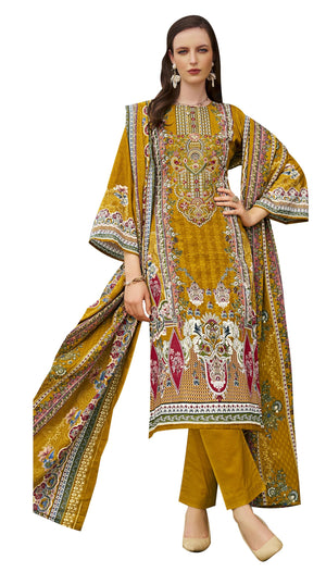 DRAVINAM Trends Unstitched Pakistani Embroidered Pure Cotton Salwar Suit Dress Materials with Cotton Dupatta
