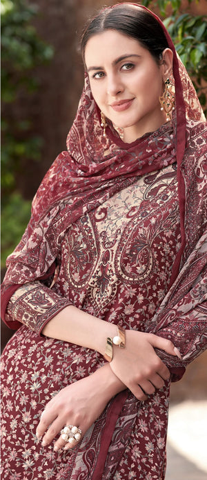 DRAVINAM Trends Women's Digital Printed Pashmina Unstitched Salwar Suit Dress Material with Nazneen Printed Dupatta