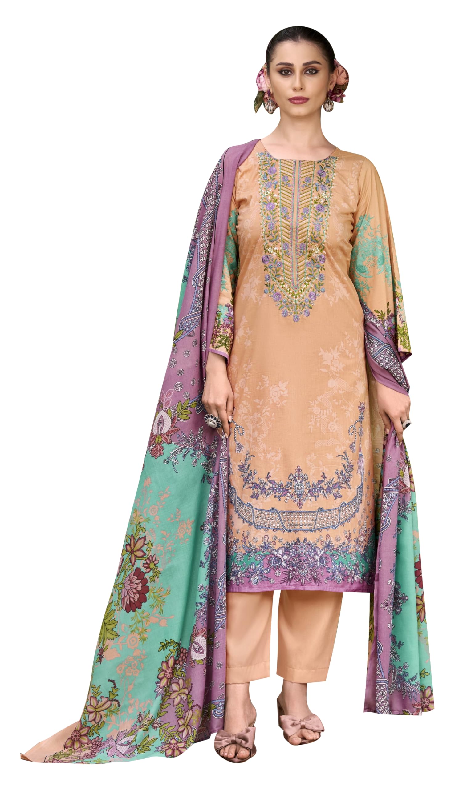 DRAVINAM Trends Women's Unstitched Pakistani Cotton Suit Dress Material