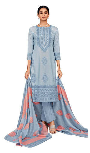 Unstitched Print Cotton Salwar Suit Dress Materials with Dupatta