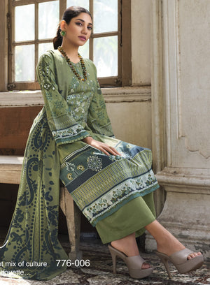 DRAVINAM Trends Women Unstitched Pakistani Print Embroidered Cotton Salwar Suit Dress Materials with Dupatta, Free Size