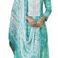 DRAVINAM Trends Women's Unstitched Chicken Work Embroidered Pure Cambric Cotton Printed Salwar Suit Dress Material with Digital Printed Bamber Half Pure Dupatta (Blue)