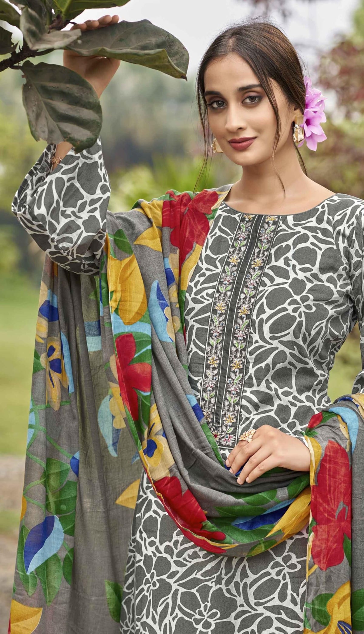 DRAVINAM Trends Kurti 2.50 mtrs, PURE COTTON DYED (2.7 m),PURE LAWN MULMUL DIGITAL PRINT COTTON DUP (2.25|Mehandi Green
