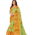 DRAVINAM Trends Women's Jacquard Organza Saree With Blouse Piece (Org_7a_Light Green)