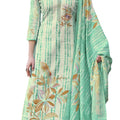 DRAVINAM Trends Women's Unstitched Pure Cotton Embroidered Suit Material - Pure Cotton Printed Embroidered Kameez II Cotton Bottoms II Cotton Malmal Printed Dupatta