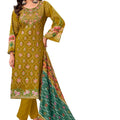 DRAVINAM Trends Women's Pure Lawn Cotton Pakistani Embroidered Salwar Suit Dress Material with Unstitched Bottoms and Printed Cotton Dupatta