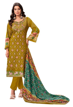 DRAVINAM Trends Women's Pure Lawn Cotton Pakistani Embroidered Suit Dress Material with Unstitched Bottoms and Cotton Dupatta