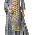 DRAVINAM Trends Women’s Ethnic Suit (Stitched, 3-Piece Set)– Heavy Viscose Rayon Designer Kurta with Heavy Handwork (2.5 m), Cotton Mal Mal Printed Dupatta (2.3 m), Bottom (3 m) (PIGEON, XL)