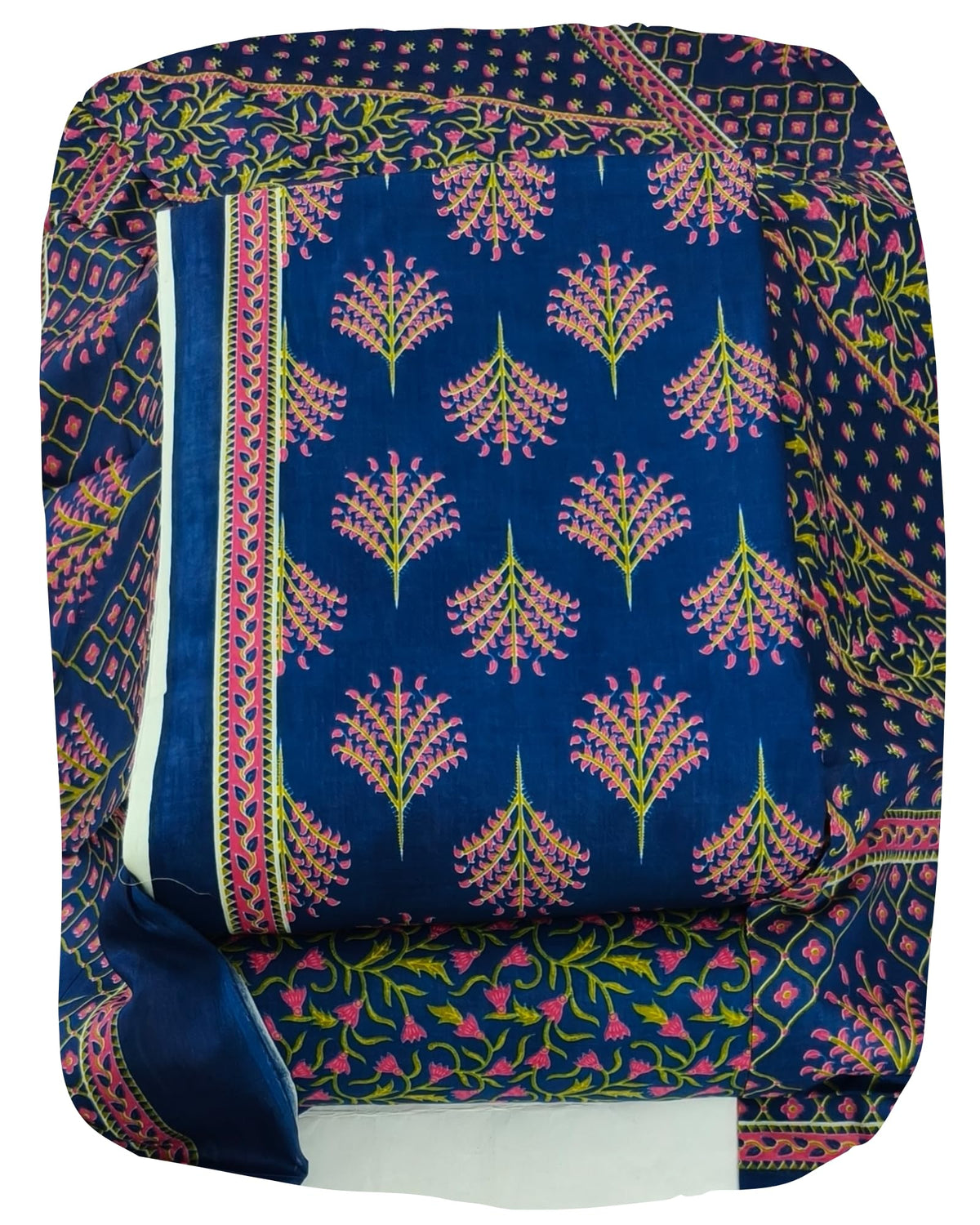 DRAVINAM Trends Jaipuri Print Cambric Cotton Unstitched Salwar Suit Dress Material for Women with Mulmul Cotton Dupatta