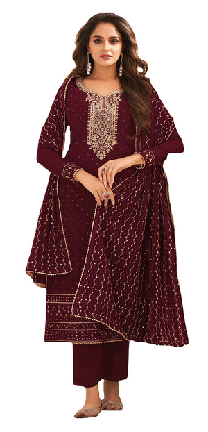 DRAVINAM Trends Women’s Georgette Unstitched Sequence Embroidered Pakistani Salwar Suit FabricDress Material with Zari Embroidery Dupatta (pink)