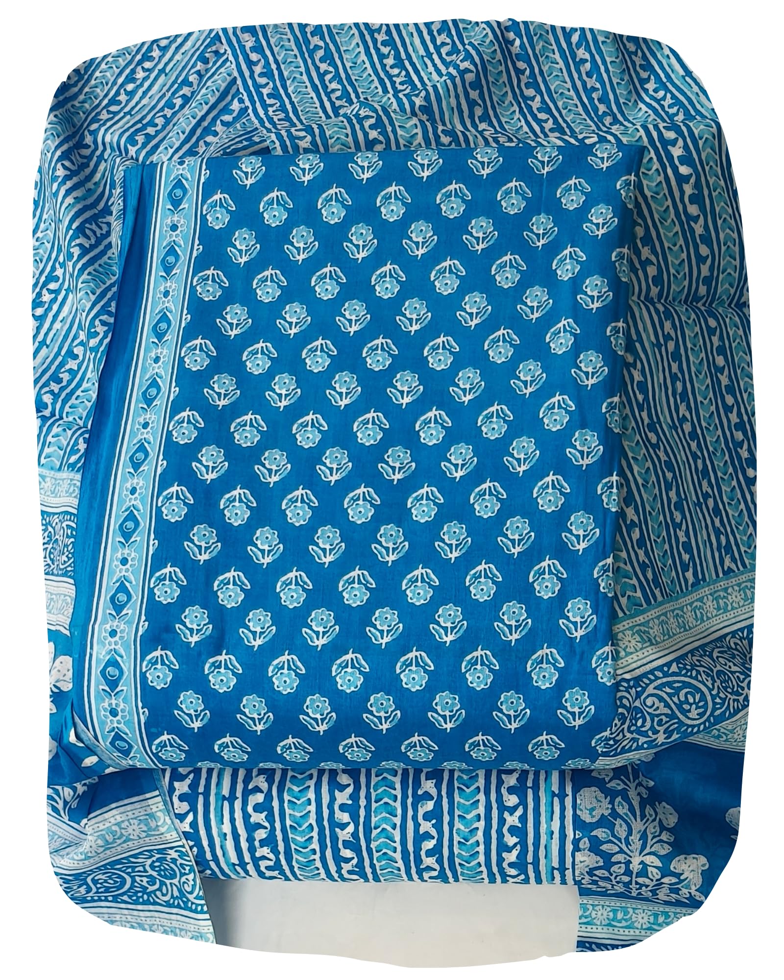 DRAVINAM Trends Jaipuri Print Cambric Cotton Unstitched Salwar Suit Dress Material for Women with Mulmul Cotton Dupatta