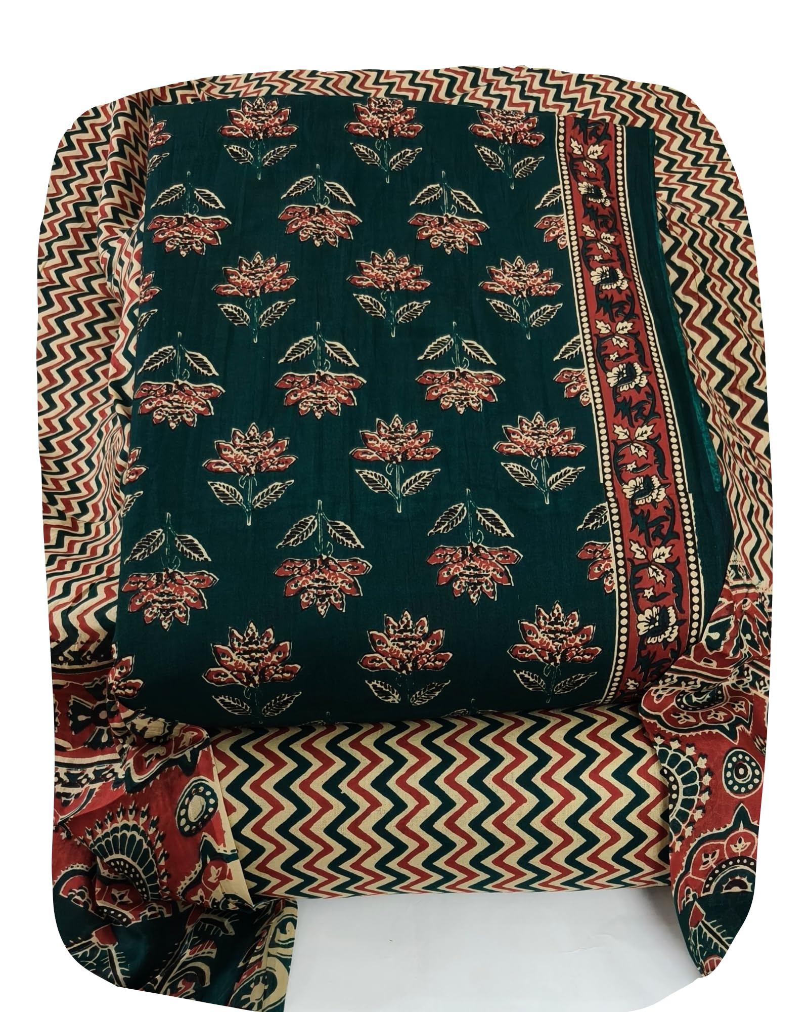 DRAVINAM Trends Jaipuri Print Cambric Cotton Unstitched Salwar Suit Dress Material for Women with Mulmul Cotton Dupatta