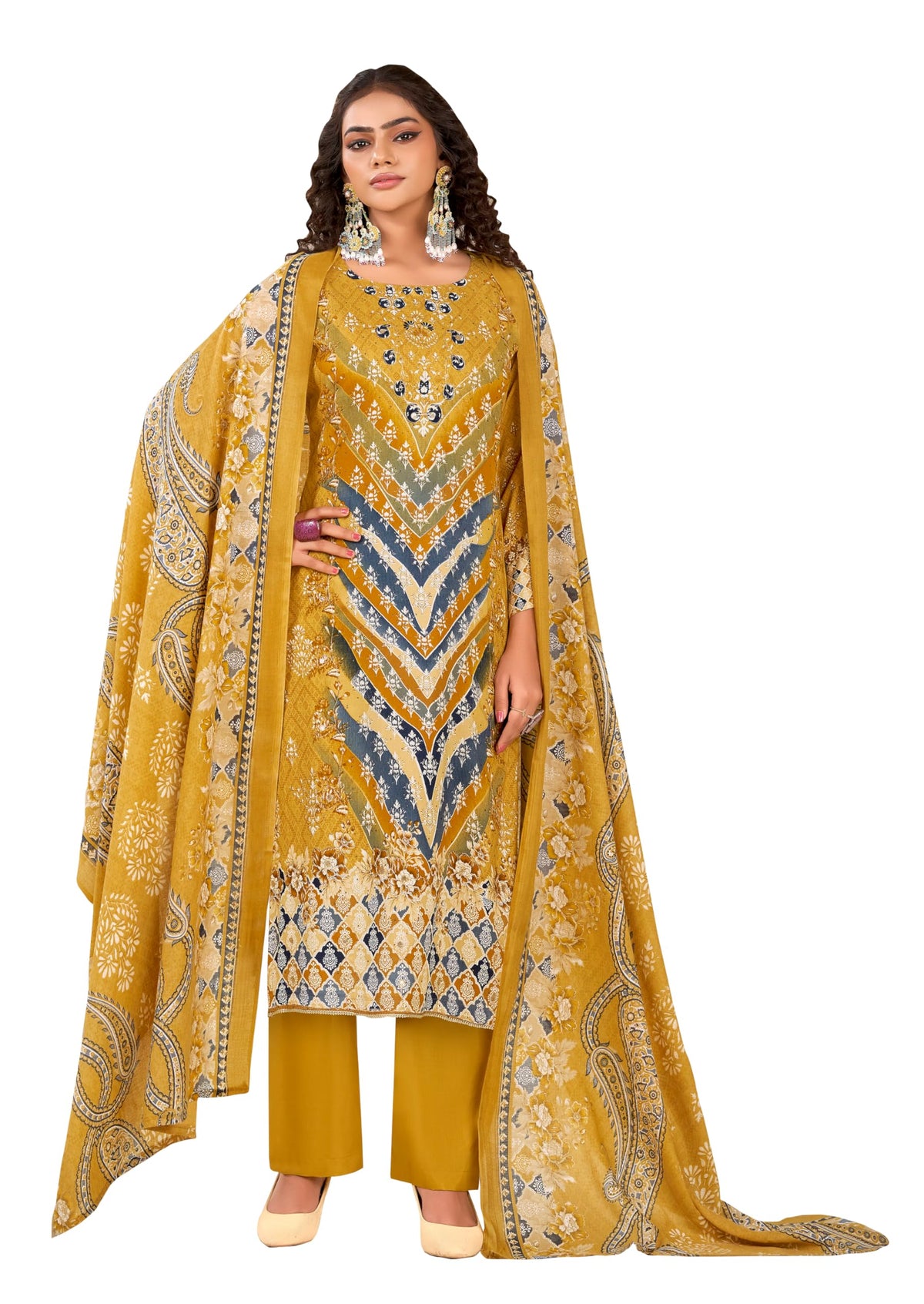 DRAVINAM Trends Kurti 2.50 mtrs, Pure Viscose Rayon (3 mtrs apx), Pure Cotton Mal Mal Print (2.30|Grey