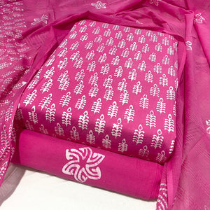 DRAVINAM Trends Unstitched Jaipuri Handmade Wax Batik Print Soft Cotton Dress Material with Dupatta