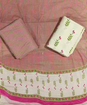 DRAVINAM Trends Jaipuri Print Cambric Cotton Unstitched Salwar Suit Dress Material for Women with Mulmul Cotton Dupatta