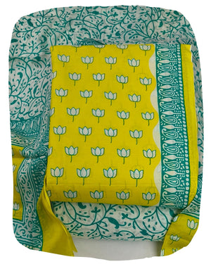 DRAVINAM Trends Jaipuri Print Cambric Cotton Unstitched Salwar Suit Dress Material for Women with Mulmul Cotton Dupatta