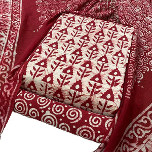 DRAVINAM Trends Unstitched Jaipuri Handmade Wax Batik Print Soft Cotton Dress Material with Dupatta