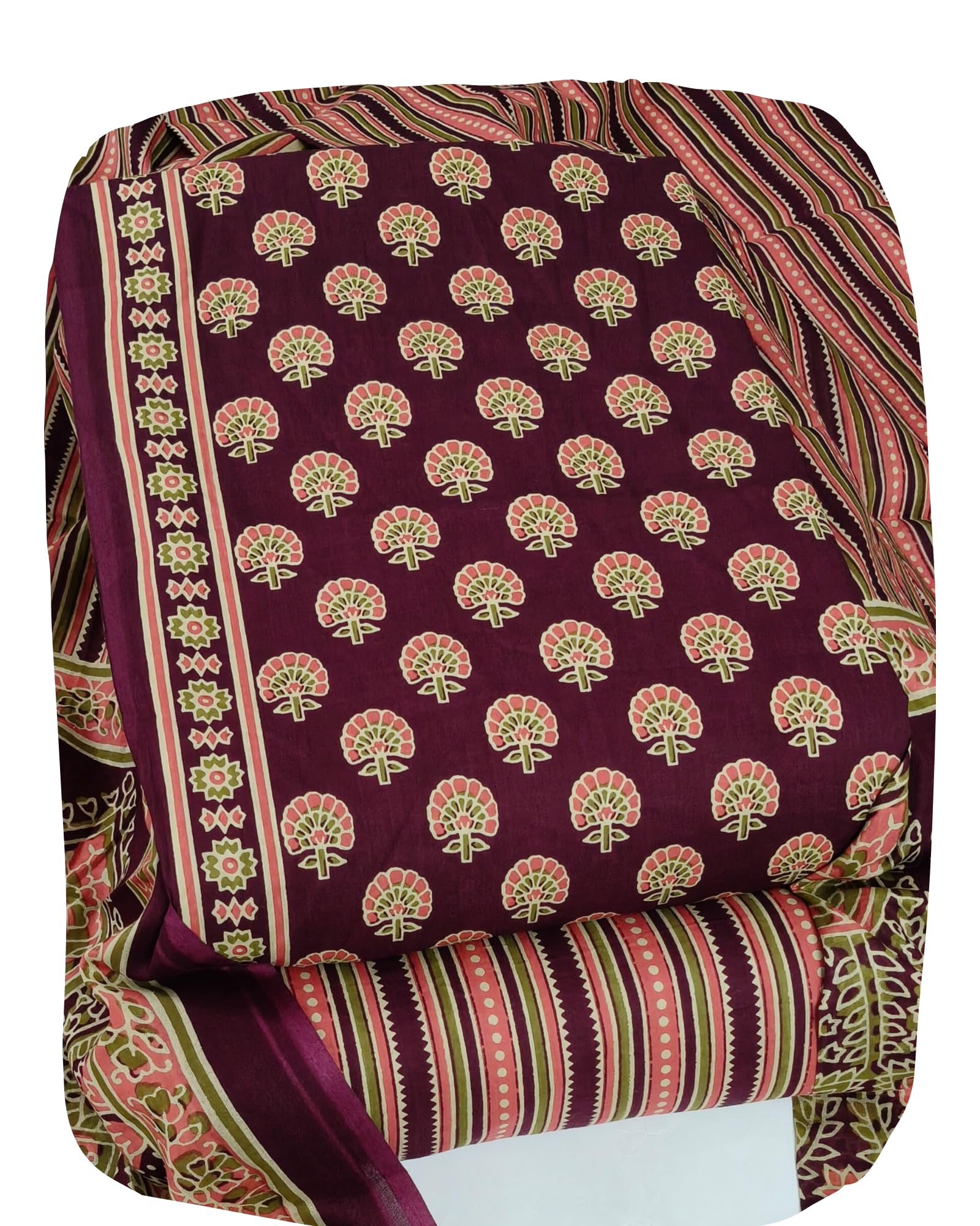 DRAVINAM Trends Jaipuri Print Cambric Cotton Unstitched Salwar Suit Dress Material for Women with Mulmul Cotton Dupatta