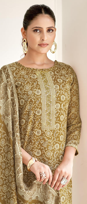 DRAVINAM Trends Pashmina Spun Digital Style Printed Unstitched Salwar Suit for Women with Twill Printed Shawl Dupatta