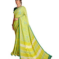 DRAVINAM Trends Women's Cotton Linen Printed Saree with Unstitched Blouse (Yellow)