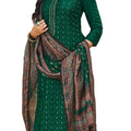 DRAVINAM Trends Women's Pure Viscose Upada Silk Sequence work Unstitched Salwar Suit Material with Pure Muslin Digital Print Sequence Dupatta (Free size_Bottle Green)