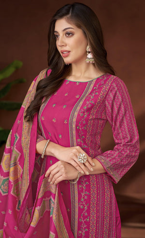 DRAVINAM Trends Kurti 2.50 mtrs,Pure Viscose Reyon Solid (2.7 m),Pure Viscose Silk Designer Print Dupatta (2.25 m)|Pink