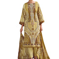 DRAVINAM Trends Women's Unstitched Printed Embroidered Pure Cotton Salwar Suit Dress Materials Fabric with Cotton Printed Dupatta (Yellow)