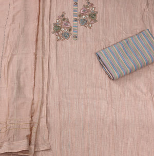 DRAVINAM Trends Women's Cotton Floral Printed Unstitched Suit Set with Embroidered Pin-Tuck Yoke & Soft Silk Dupatta