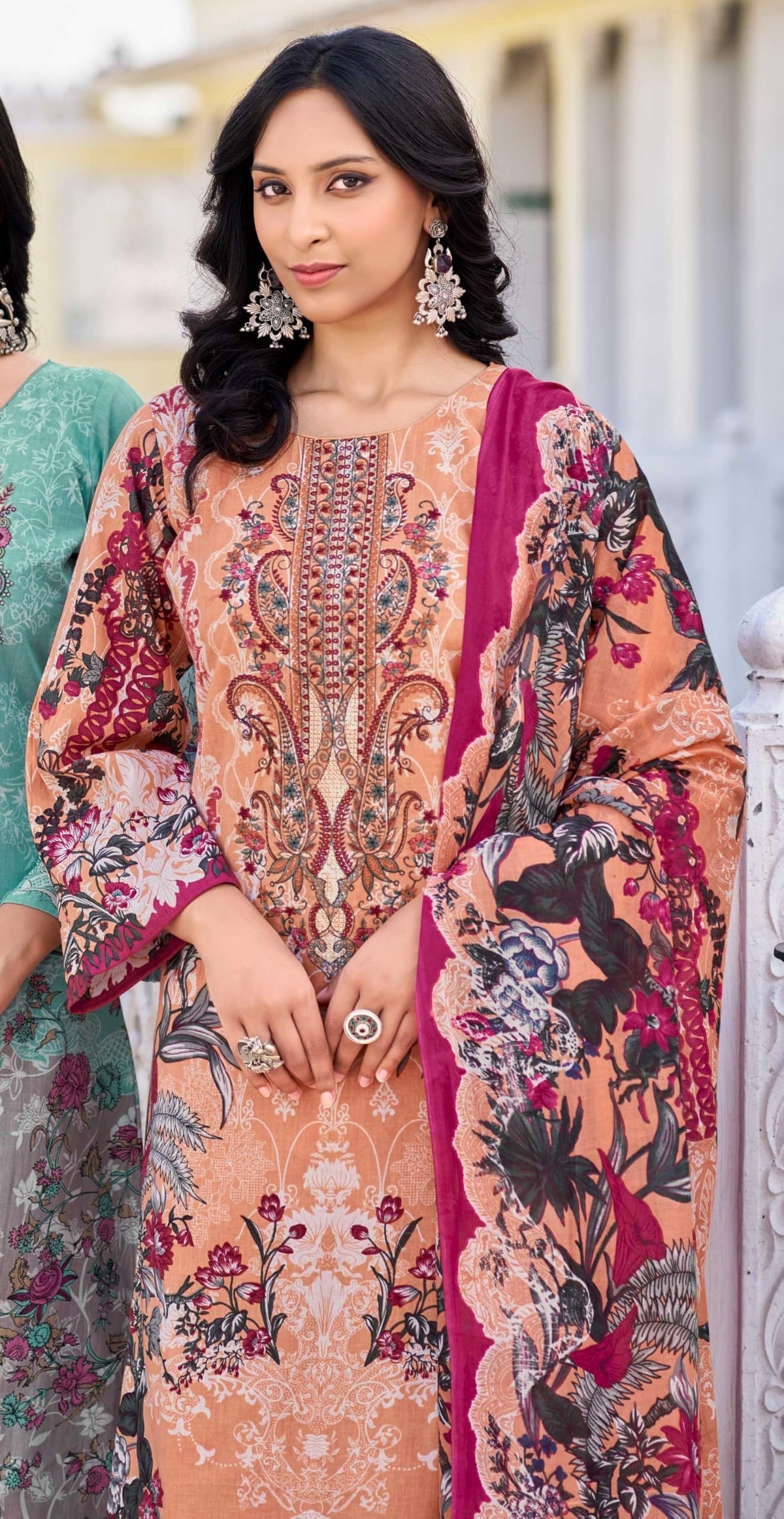 DRAVINAM Trends Kurti 2.50 mtrs, PURE COTTON DYED (2.7 m),PURE LAWN MULMUL DIGITAL PRINT VOIL DUP (2.25|Black