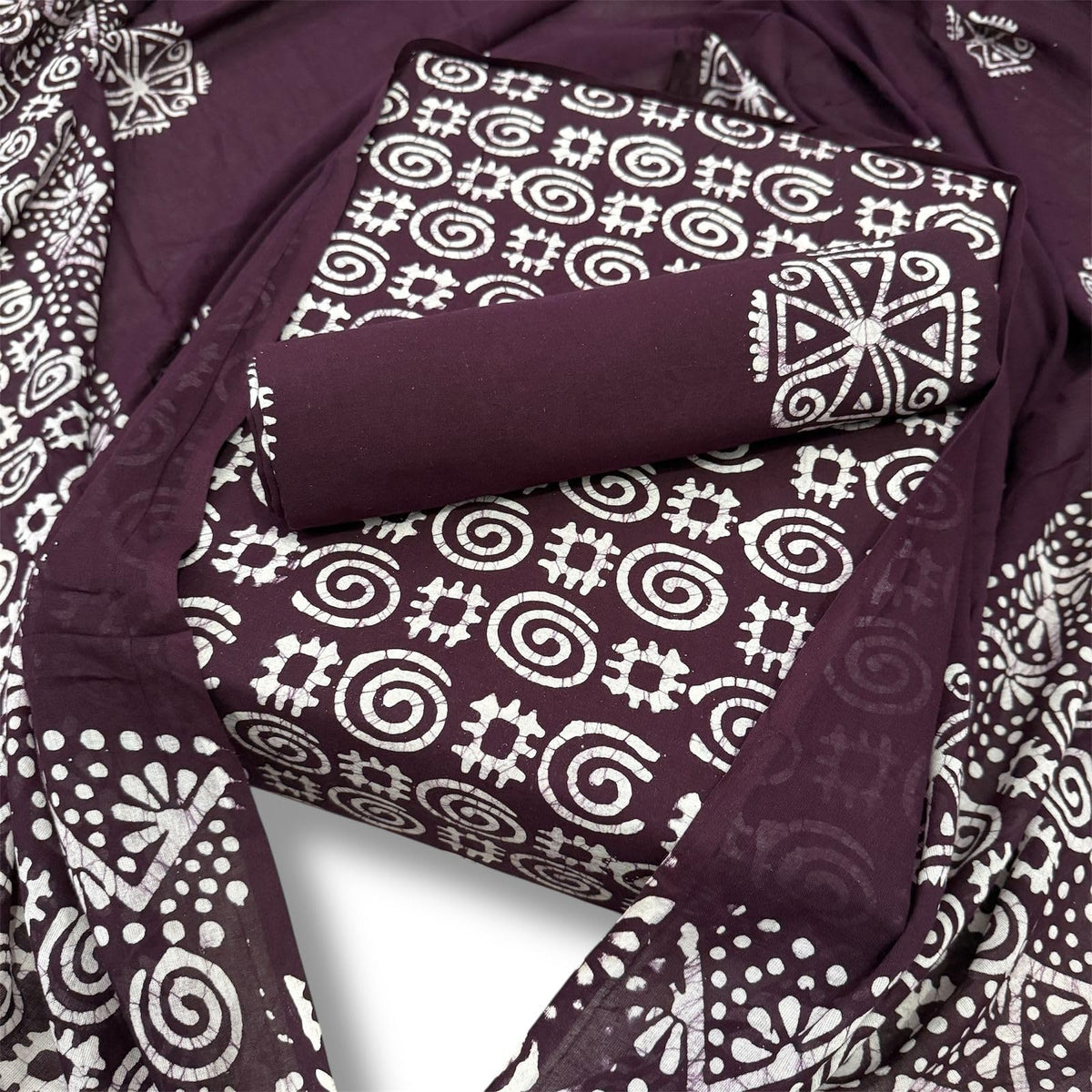 DRAVINAM Trends Unstitched Jaipuri Handmade Wax Batik Print Soft Cotton Dress Material with Dupatta