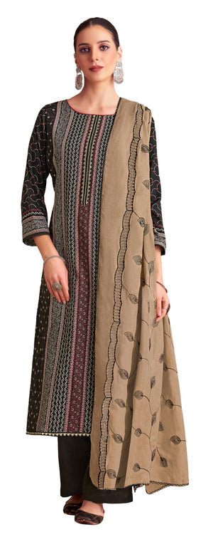 DRAVINAM Trends Women's Unstitched Rayon Salwar Suit Dress Material – Viscose Rayon Printed Hand work Top, Rayon Unstitch Bottom and Embroidered Cotton Dupatta