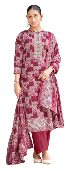 DRAVINAM Trends Pashmina Spun Digital Style Printed Unstitched Salwar Suit for Women with Twill Printed Shawl Dupatta