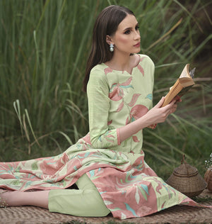 DRAVINAM Trends Pure Cotton Printed Unstitched Salwar Suit Dress Material with Unstitched Bottoms and Cotton Dupatta