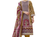 DRAVINAM Trends Kurti 2.50 mtrs, Pure Cotton (3 mtrs apx), Pure MAL MAL Cotton Dupatta Print (2.30|Mustard Yellow