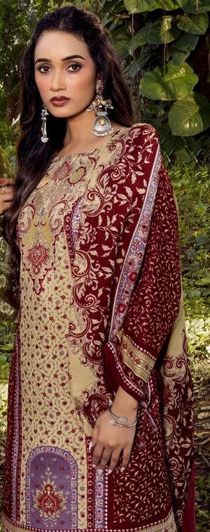 DRAVINAM Trends Women's Unstitched Winter Wear Woollen Pashmina Salwar Suit Dress Material with Pashmina Printed Shawl Dupatta