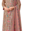 DRAVINAM Trends Women's Winter Wear Unstitched Discharge Print Hand Work Neck Embroidered Woollen Viscose Pashmina Salwar Suit Dress Material with Pashmina Printed Shawl Dupatta