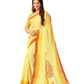 DRAVINAM Trends Women's Tussar Silk Printed Saree with Blouse Piece (SareeSRSha_7_Yellow)