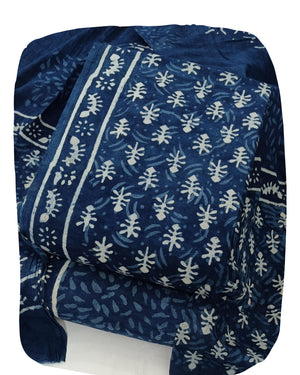 DRAVINAM Trends Hand Block Print Jaipuri Cambric Unstitched Cotton Suit Dress Material for Women with Mulmul Cotton Hand Printed Dupatta