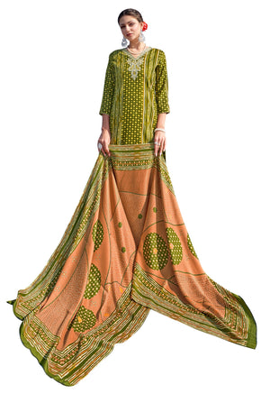 DRAVINAM Trends Women's Pure Pashmina Printed and Embroidered Suit Dress Material with Pure Pashmina Dobby Printed Shawl