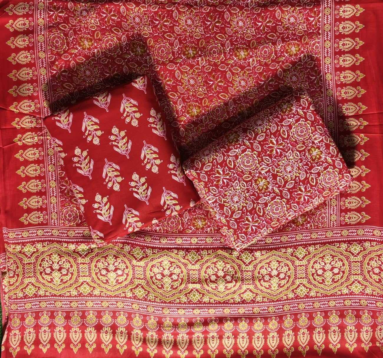 DRAVINAM Trends Jaipuri Print Cambric Cotton Unstitched Salwar Suit Dress Material for Women with Mulmul Cotton Dupatta