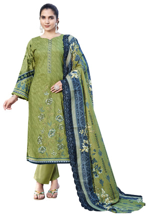 DRAVINAM Trends Women's Unstitched Salwar Suit Dress Material - Cotton Digital Printed Organza Embroidered Kameez II Unstitch Bottoms II Cotton Dupatta